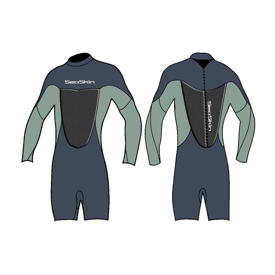 Seaskin Mens Back Zip Long Sleeve Lặn Wetsuits