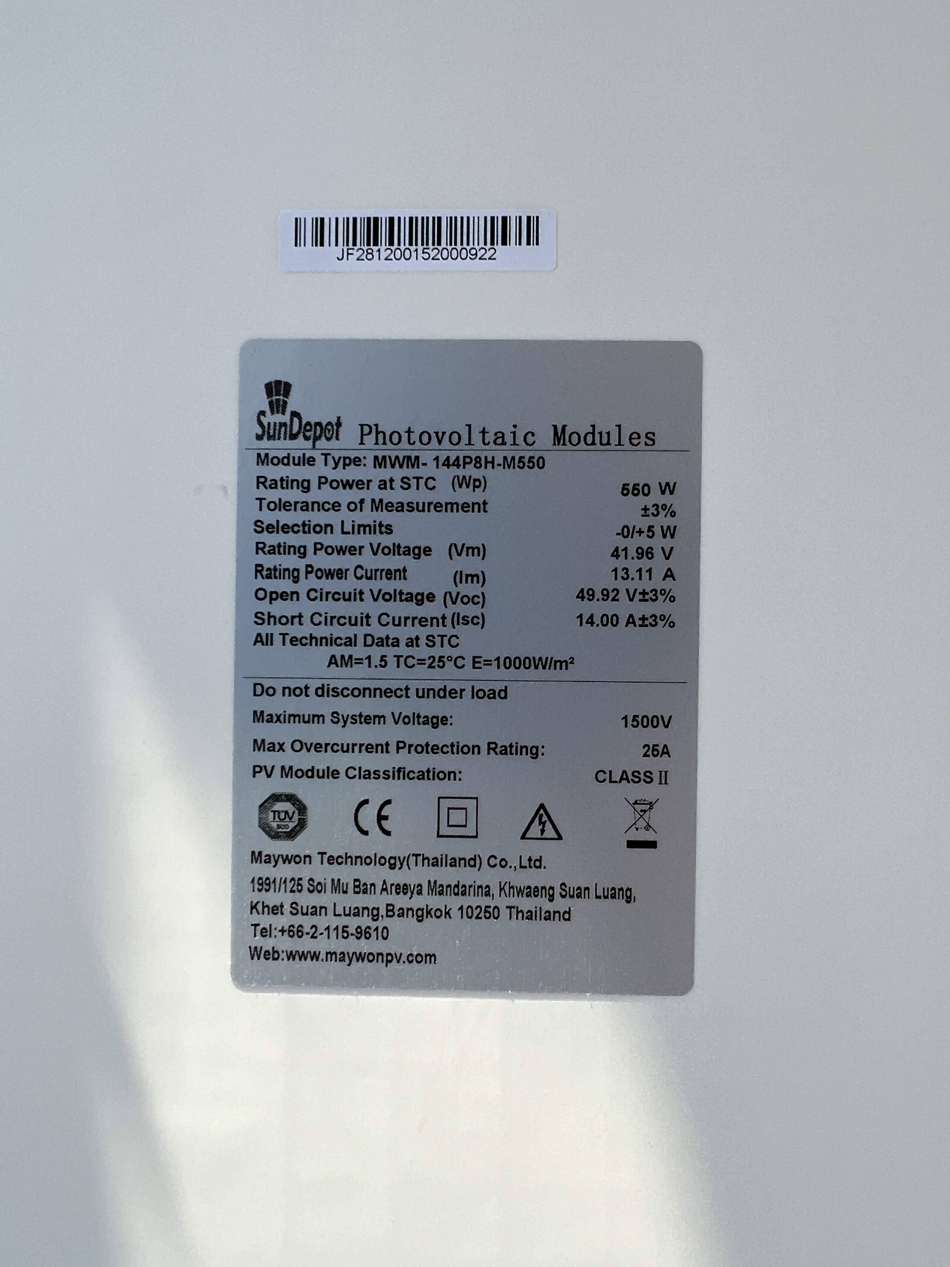 Monocrystalline Silicon Solar Panel 550w