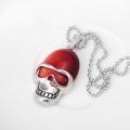 Red Goldstone Skull Gemstone Pendant Necklace with Silver chain