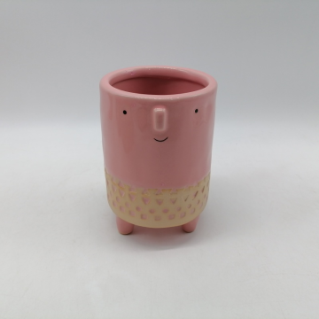 Керамический горшок для растений Pink Face (маленький и высокий)