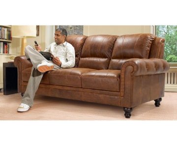 Simple Style Room Sofa, Modern Design Leather Sofa, Yellow- brown Set