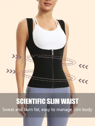 Wholesale Women's Sweat Sauna Suits and Waist Trainer Zipper Shapewear