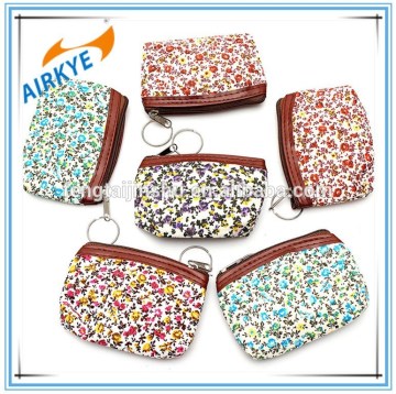 Women Pastoral Style Floral Canvas Card Coin Key Bag Wallet Purse Pouch