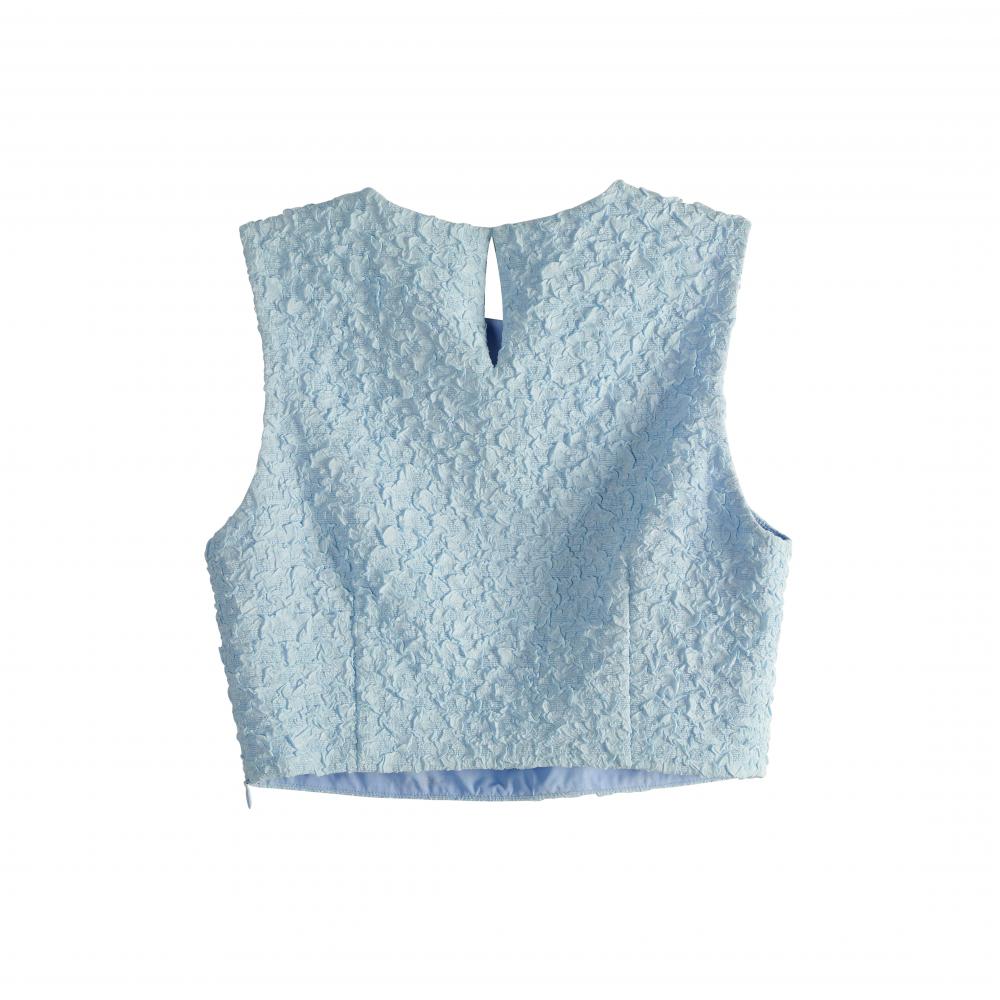 Small Round Neck Baby Blue Short Vest