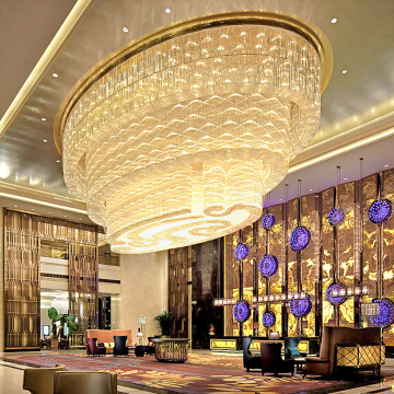 Modern Gold Light Hotel Chandelier for High Ceilings