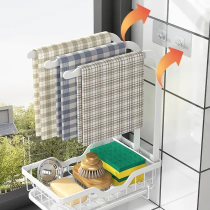 Drain Rack Storage Sink Organizer Rack Kitchen Soap Sponge Brush Holder Shelf Sink Storage Basket Home Accessories