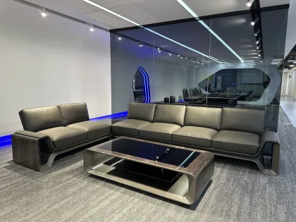 Modern L-shaped leather sofa