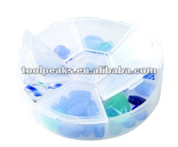 Jewelry plastic bead box 6 Grid Round Organizer Box