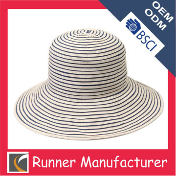 Polyester lady summer hats ribbon
