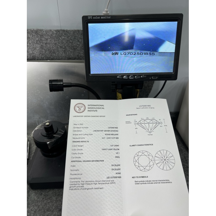 เพชร HPHT Yellow Lab พร้อมการเจียระไนในอุดมคติ