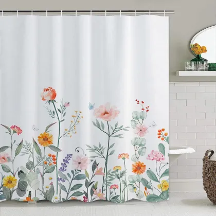Wholesale 3D Peva Bathroom Curtains: White Fabric Curtains for Washrooms