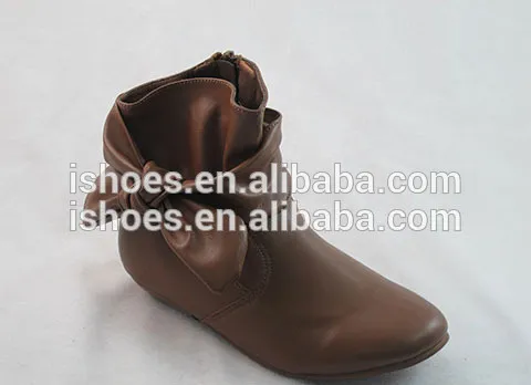 wholesales cheap ladies pu boots with bow