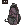 Custom lingge luminous reflective cross body chest bag waterproof holographic fashion geometric PU leather outdoor waterproof