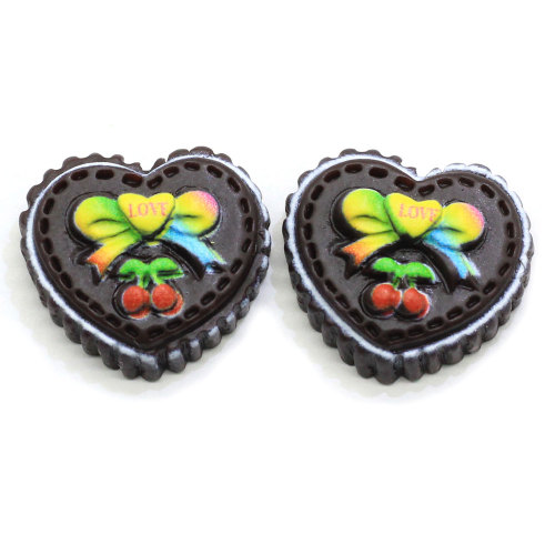 Beautiful Artificial Resin Craft Heart Cake Bowknot Cherry Ornament Simulation Food Cabochon Bead Charm Dollhouse DIY Art Craft