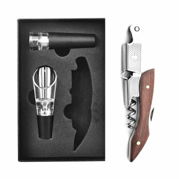 High Quality Kitchen & Bar Multifunction Wooden Stainless Steel Bottle Corkscrew Wine Opener
