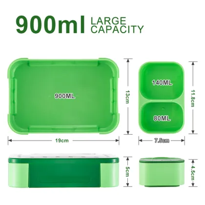 BPA-Free Reusable 3-Compartment Bento Box Meal Prep Lunch Box for Newborns and School Children