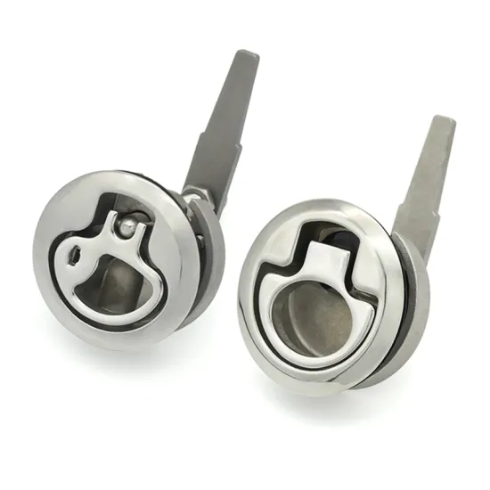 Embedded 316 Stainless Steel Cam Lock Round Pull Ring Handle Flush Slam Latch for Automotive and Boats