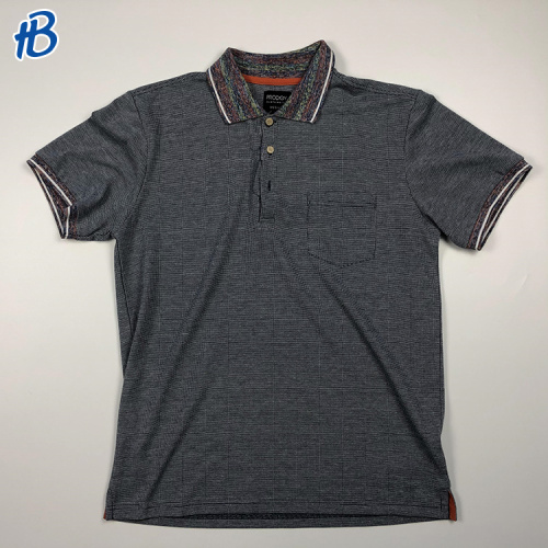 Camisa de pólo de negócios de bolso cinza dos homens