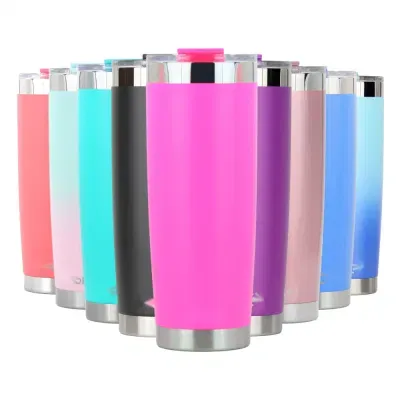 2 Straws 20 Oz Stainless Steel Tumbler Double Walled Vacuum Insulated Mug