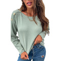 Sweaters de algodón de cuello redondo suave para mujer