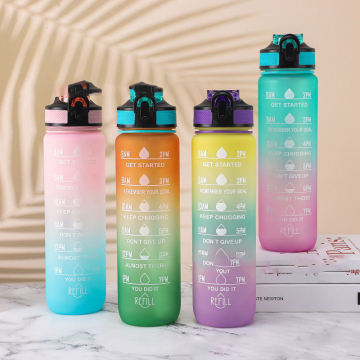 Leakproof Tritan 1L Outdoor Sports Water Bottle with Time Marker