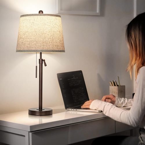 Adjustable Height Table Lamp for Bedroom