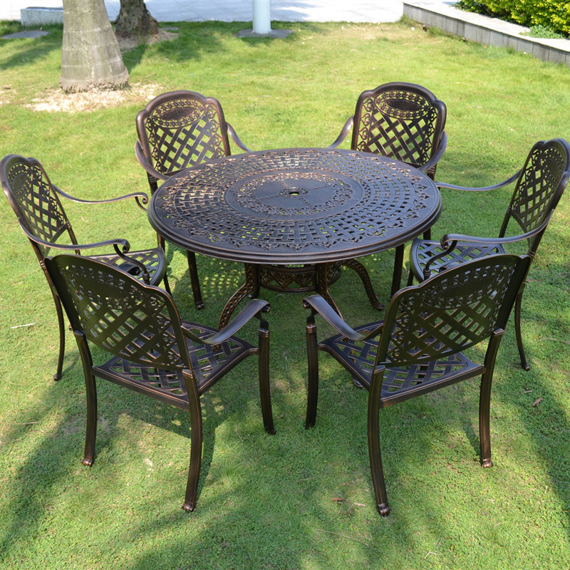 Outdoor cast aluminum table and chair sets 5