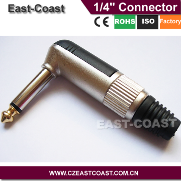 durable 1/4" 6.35mm Mono Audio Plug Nickel plated Gold Tip Angle connectors