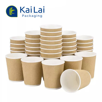 Recyclable Customized Ripple Wall Coffee Cups with Logo
