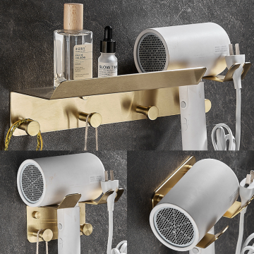 Thickened Stainless Steel Bathroom Hairdryer Rack - No Drilling Required