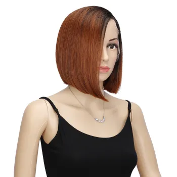Bob straight synthetic wig front lace for black women deep straight wave lace middle part swiss lace synthetic wigs