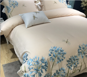 55%Linen45%Cotton Bed Linen with Flower Embroidery