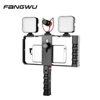 Handheld Smartphone Video Cage Rig Kit with Mount Stand and Double Handle for Cell Phones