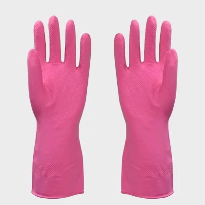 Nature Household Rubber Gloves Flocking Liner Rubber Cleaning Glove