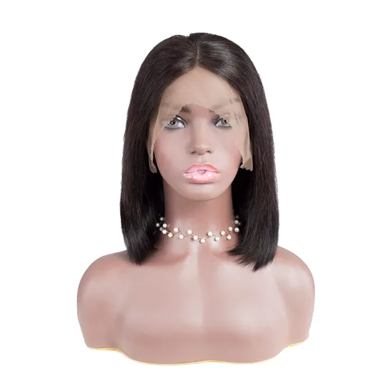 100% brazilian virgin remy human hair body wave short bob curly lace front wig with baby hair