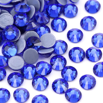 Gloyins en vente bleu en verre hotfix en verre pour décorations de bricolage et accessoires de robe