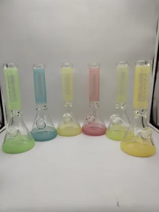 Six Color Classic Pattern Clear Beaker Bongs