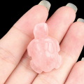 Rose Quartz 1.0Inch Turtle Ornament Handmade Craved Animal Figurine Tortoise Sculpture for Home Decoration