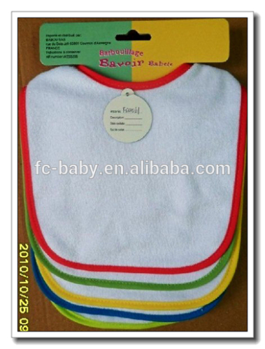 Hot sales! Top quality boutique cute Plain white cotton baby bib wholesales