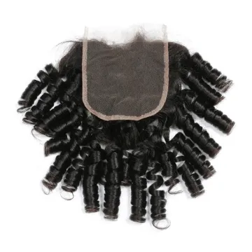4*4 lace closure Bouncy Curl Curly Brazilian Hair Extension lace closure human hair For Wholesale