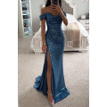 Stage performance crystal sleeveless evening gown