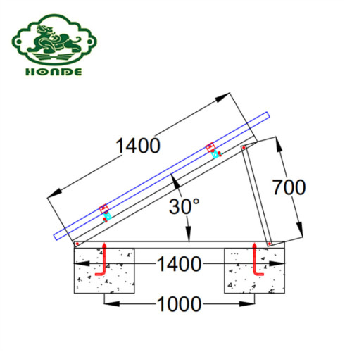 Estructura de los sistemas de montaje de la base de hormigón del panel solar