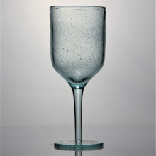Long Stem Green Bubbled Recycled Goblet Wine Glass