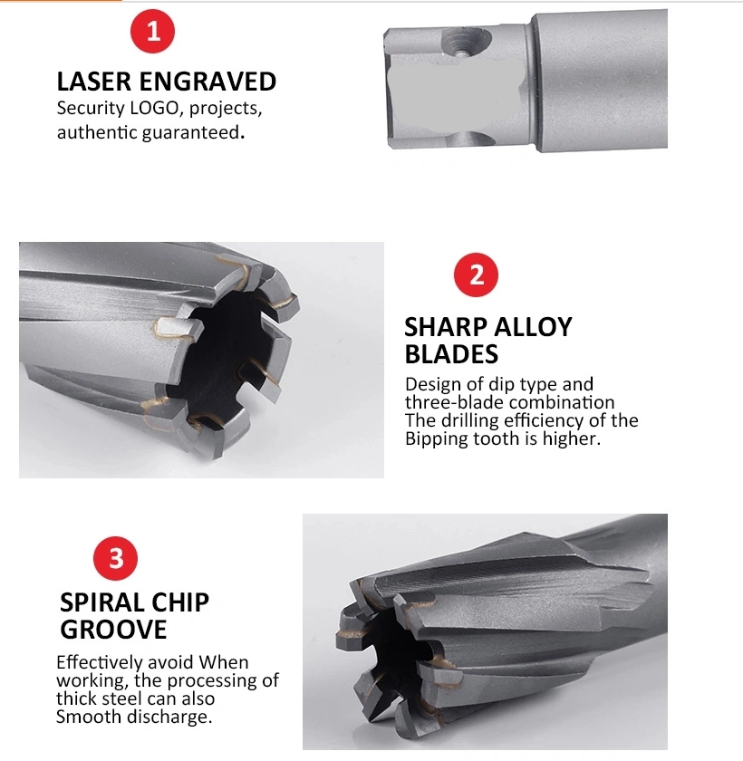 Liquidación HSS Factory Tool Cortador anular Tct personalizado Broca magnética de vástago universal