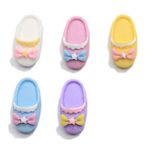 Kawaii Girls Slippers Resin Beads with Bowknot Ornament Charms Artificial Shoes DIY Craft for Scrapbook Making