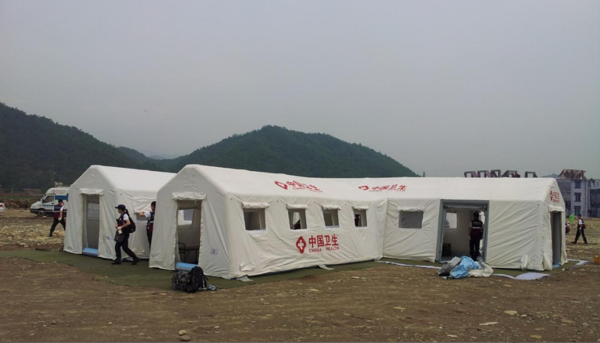 Field medical tent in operation