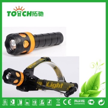 Multifunctional 2in1 Rechargeable LED Headlight 1*18650 Rechargeable/3*AAA Dry Battery LED Headlights for Bicycle