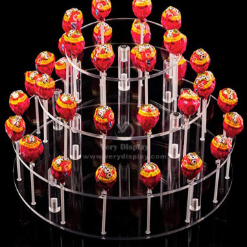 3 Tier Lillipopディスプレイスタンドアクリルテーブルトップライザー