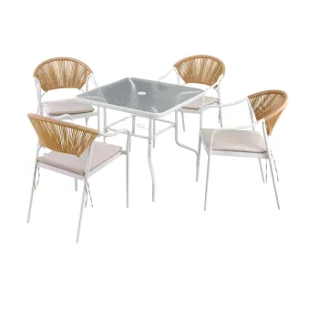 Terrace outdoor restaurant patio garden set furniture rope woven outdoor dining chair patio rope chair furniture