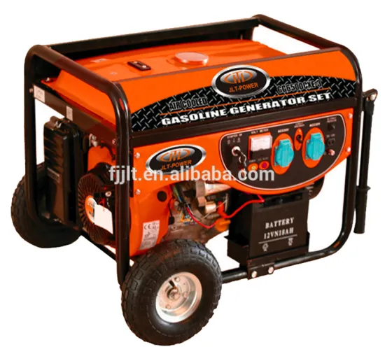 Efficiency fuel consumption petrol generator with wheels and handles .